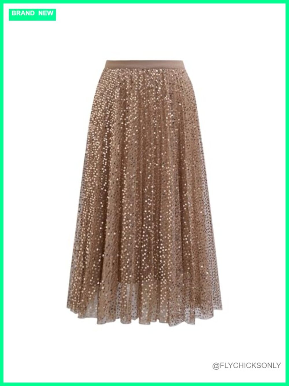 Sequin Embellished Tulle Tutu Skirt A-Line Elastic Waist Midi